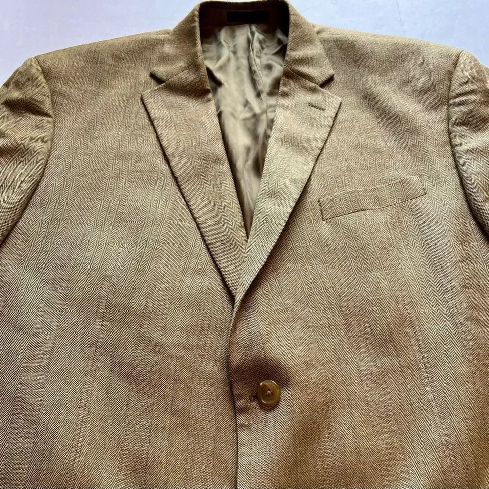 Lauren by Ralph Lauren Men's Sport Coat Camel w/lt blue pinstripe Size 48R